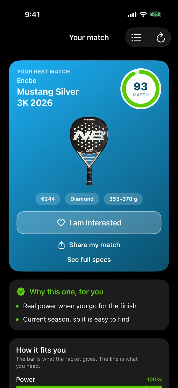 Padel AI racket recommendations