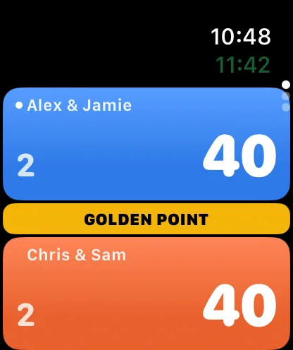Padel AI scoreboard on Apple Watch